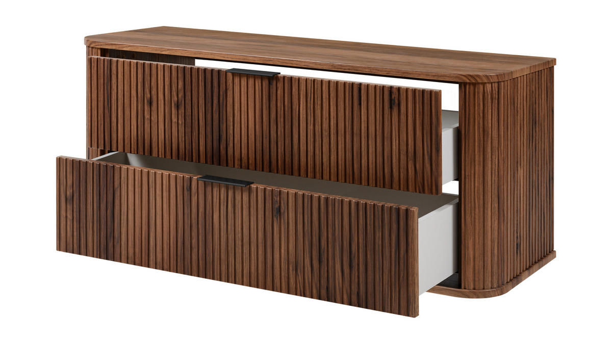 BADEZIMMERSCHRANK, Eiche-Nussbaum, Schwarze Griffe, 41,5 x 120 x 51,7 cm - Dunkelbraun/Schwarz, Holzwerkstoff/Kunststoff (120/51.7/41.5cm) - 3XE LIVING