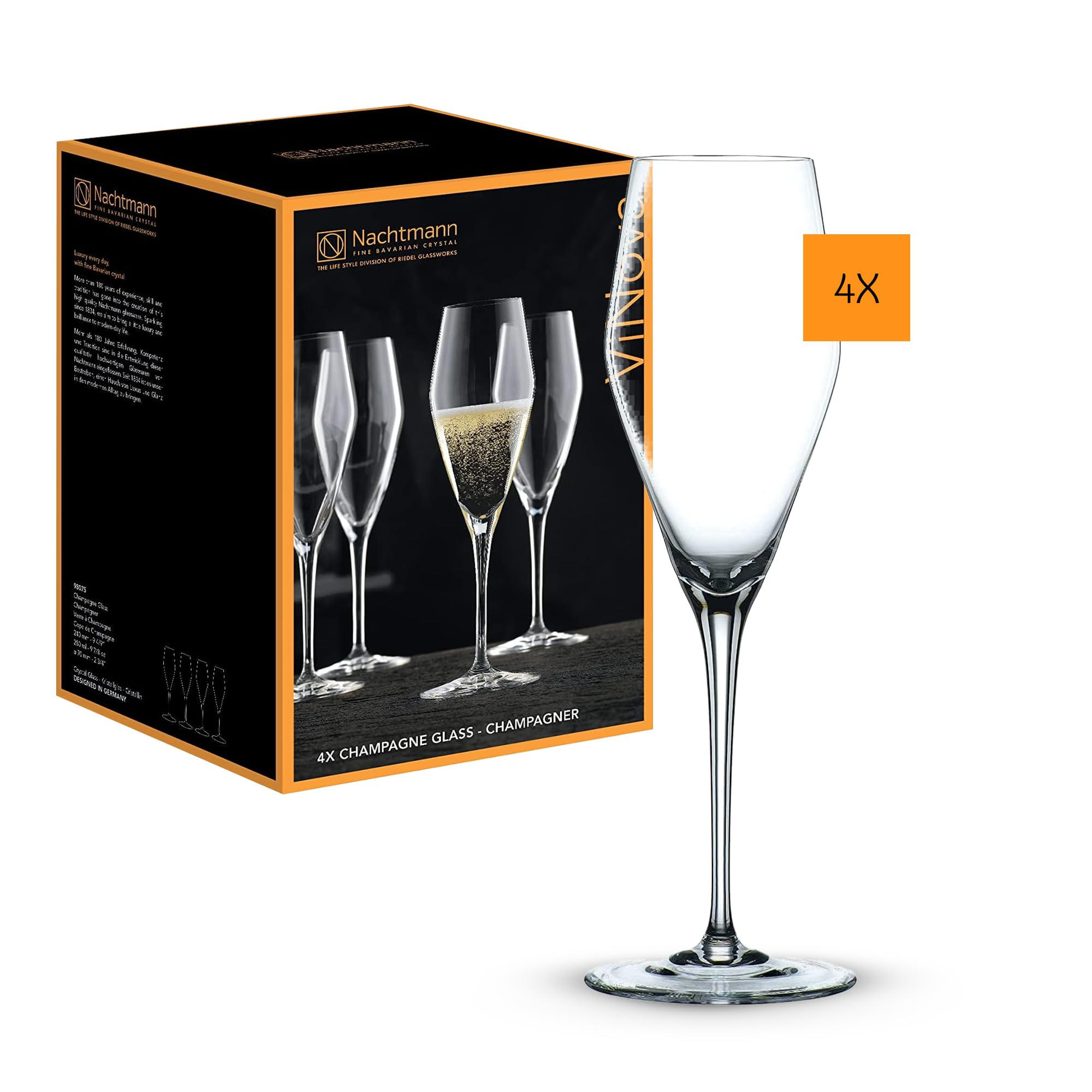 CHAMPAGNERGLÄSER ViNova transparent 280 ml 4er Set - Transparent, Glas (0.28L) - Nachtmann