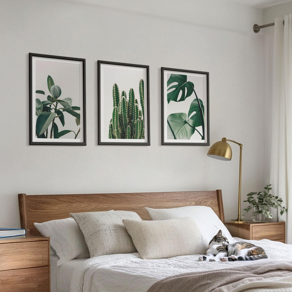 WANDBILDER 3er-Set - 40x60 cm Schwarzer Rahmen - Tropische ästhetische Pflanzen - Schwarz, Kunststoff (40/60cm) - ArtPrintCave