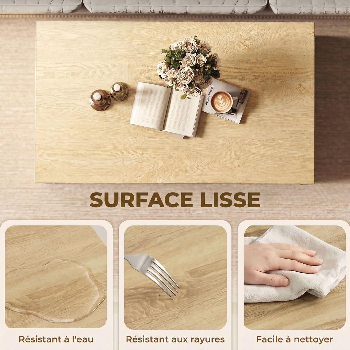 COUCHTISCH Beige 1 Stück - Beige, Kunststoff (95/55/50cm) - GiPP
