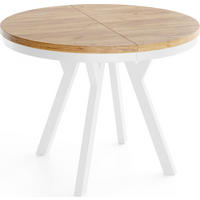 ESSTISCH Vero Neo Weiß rund ausziehbar verlängerbar, Eiche Braun 90-190/90/77 cm - Eiche Wotan/Weiß, Holz/Holzwerkstoff (90/90/77cm) - WFL GROUP
