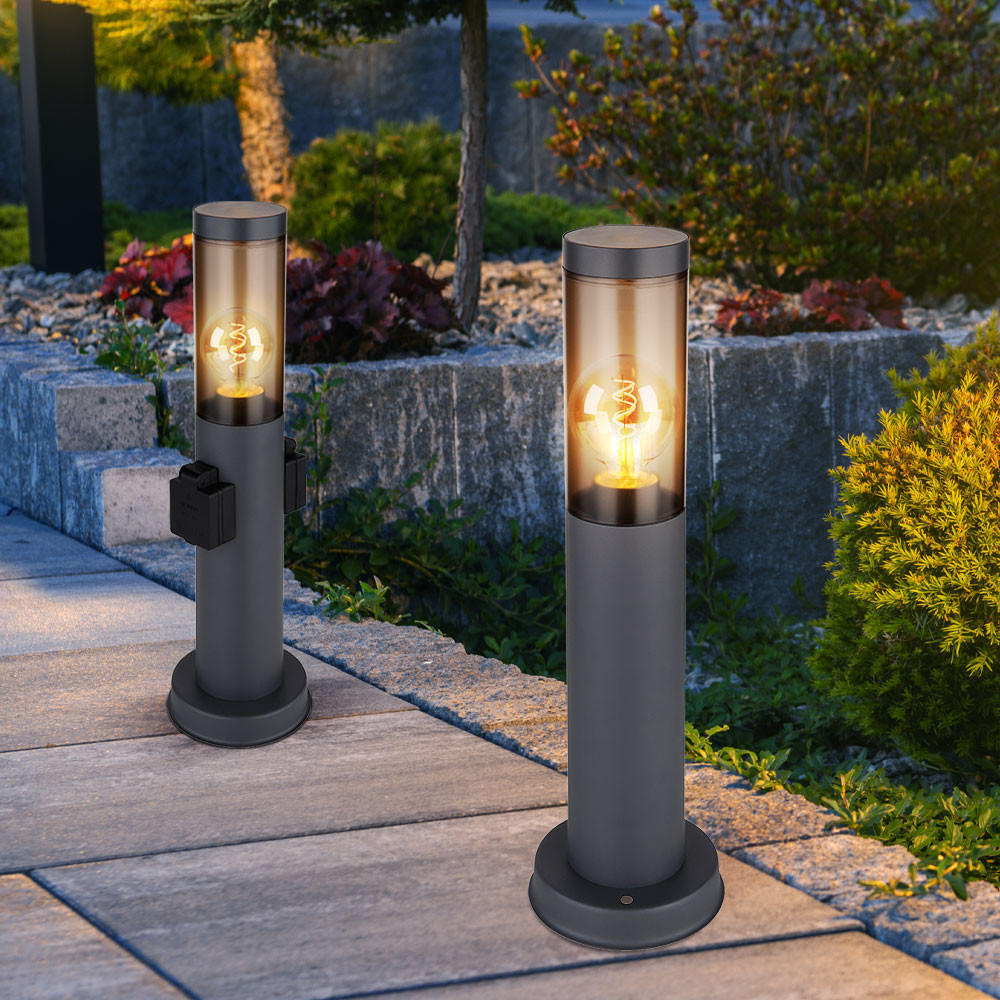 WEGELEUCHTE BOSTON Edelstahl Anthrazit 2er Set - Anthrazit, Kunststoff/Metall (7.6/45/7.6cm) - Globo Lighting
