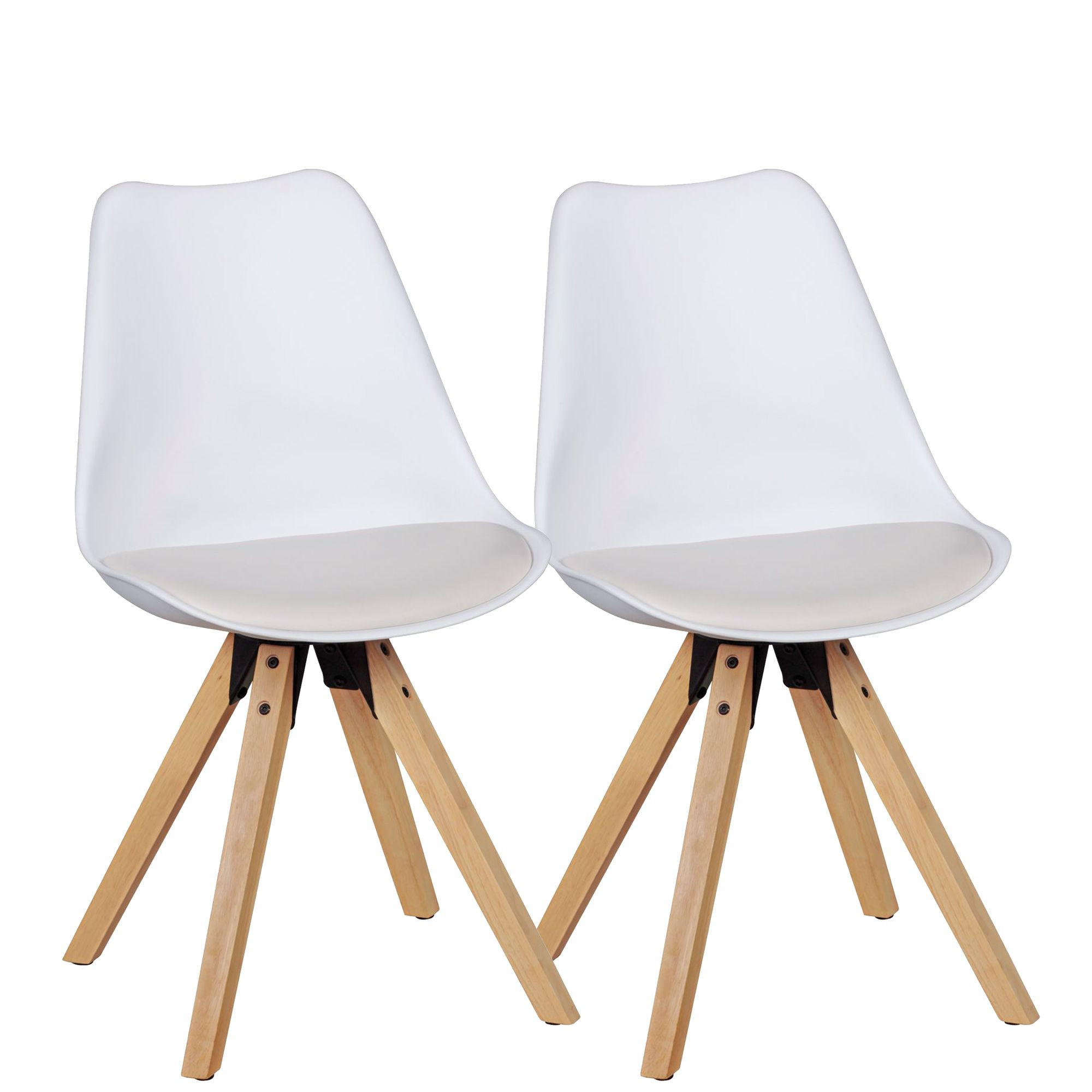 ESSZIMMERSTUHL 2er Set Kunstleder mit Holzgestell Retro Skandinavisch gepolstert, Weiß 49x52x87 cm - Eichefarben/Weiß, Holz/Textil (49/87/52cm) - KADIMA DESIGN