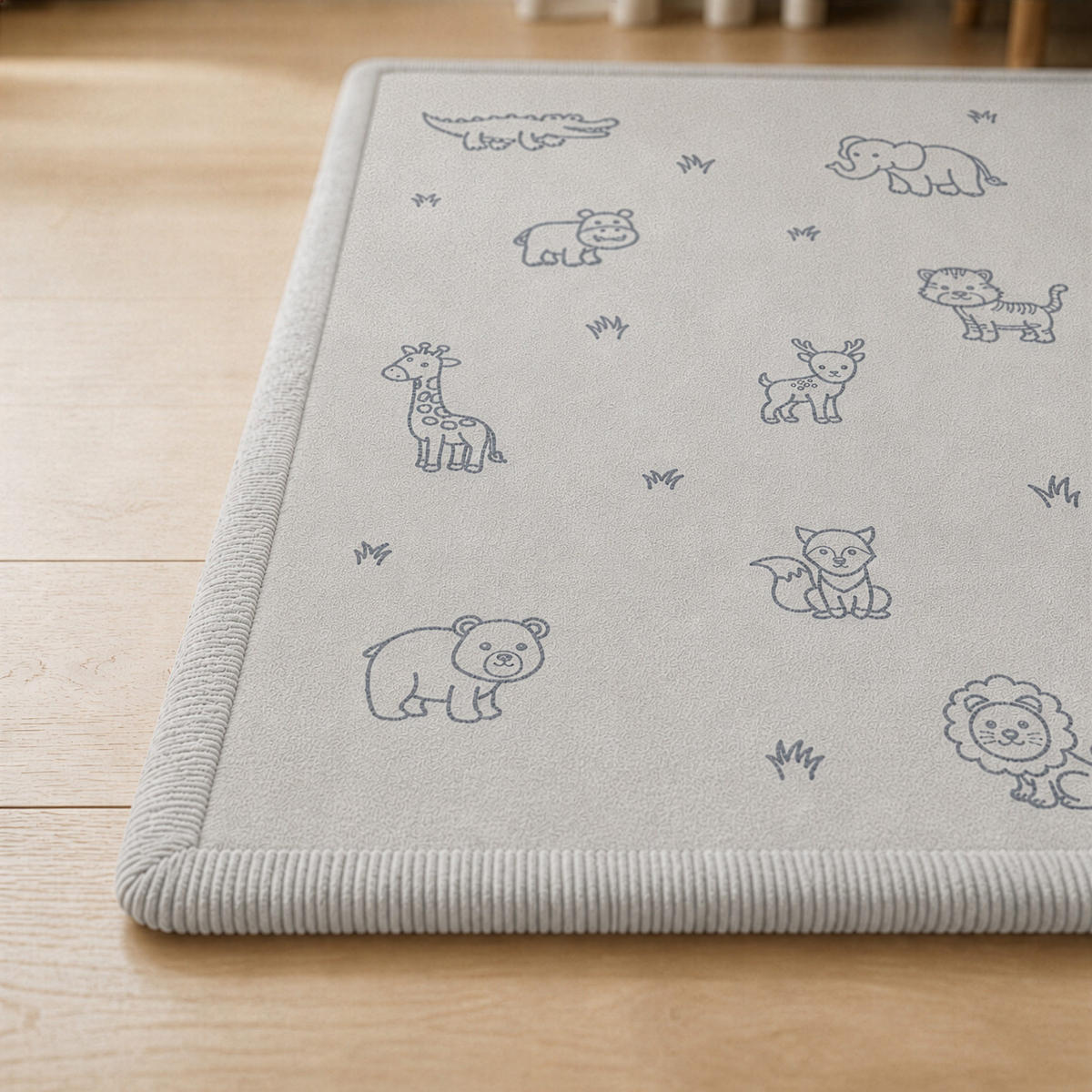 KRABBELTEPPICH samtweich und kuschelig "Zoo" 120x170cm - Grau, Textil (120/170cm) - Sanosoft
