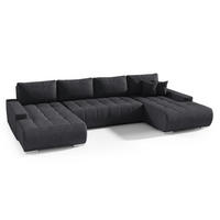 WOHNLANDSCHAFT Draco U Anthrazit - Anthrazit/Silberfarben, Textil/Metall (350/85/185cm) - Beautysofa