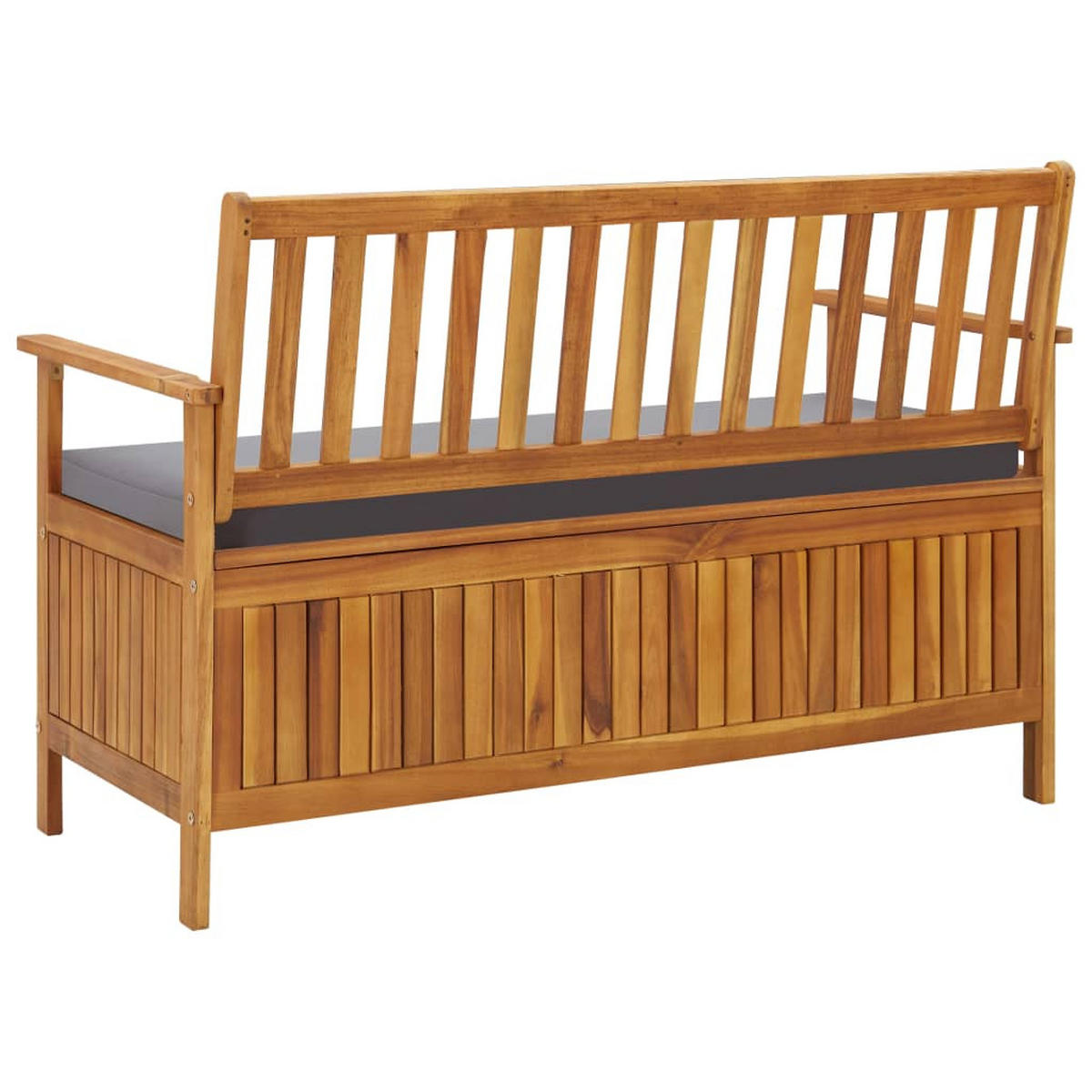GARTENBANK mit Stauraum 120 cm Massivholz Akazie - Grau, Holz (120/84/63cm) - furnicato