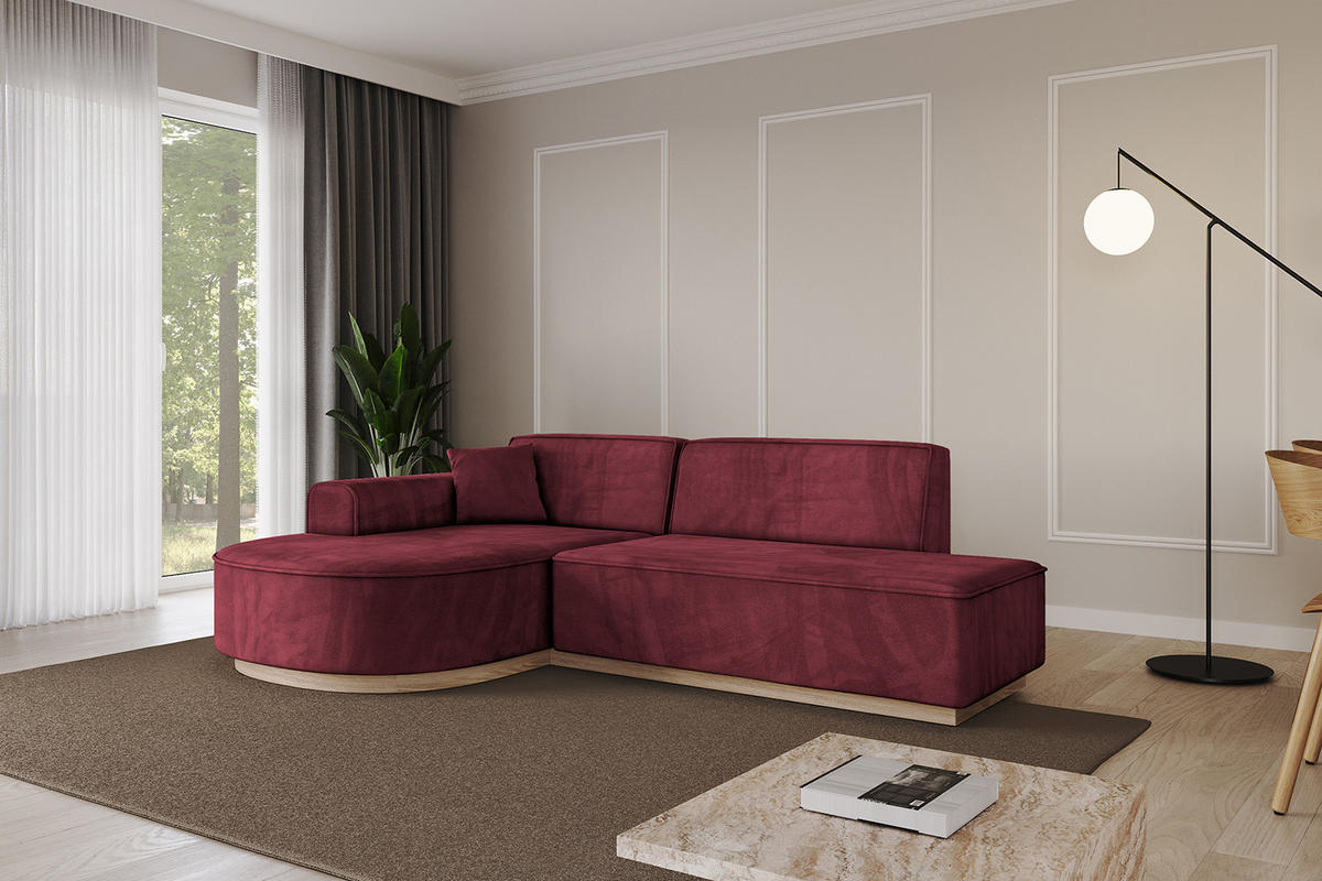 ECKSOFA Ottomane Links ARRIO-L1 - 243x171x83 cm Bordeauxrot - Bordeaux, Holzwerkstoff/Textil (243/171cm) - ALTDECOR