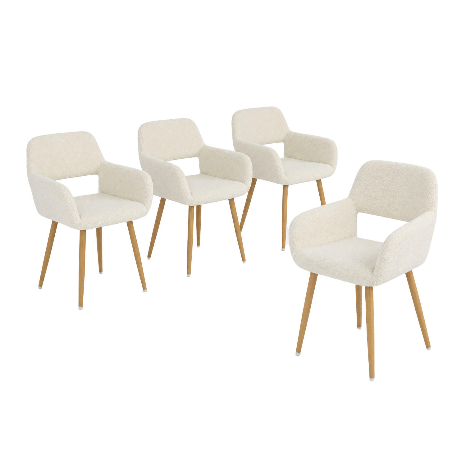 BÜROSTÜHLE 4er-Set, skandinavisches Design, gepolsterte Sitzfläche aus Wollstoff, Holzbeine, Beige - Beige, Textil/Metall (56/78/52cm) - Meubles Cosy