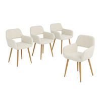 BÜROSTÜHLE 4er-Set, skandinavisches Design, gepolsterte Sitzfläche aus Wollstoff, Holzbeine, Beige - Beige, Textil/Metall (56/78/52cm) - Meubles Cosy