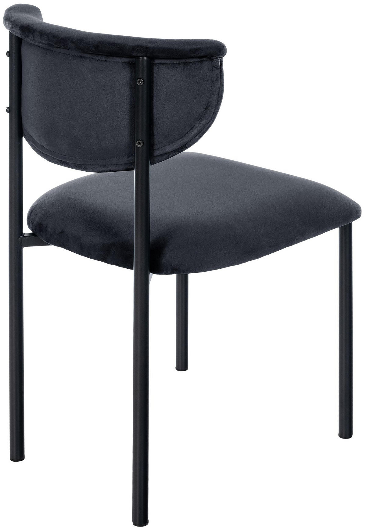 STUHL Samt Schwarz - Schwarz, Textil/Metall (52/78/53cm) - CLP