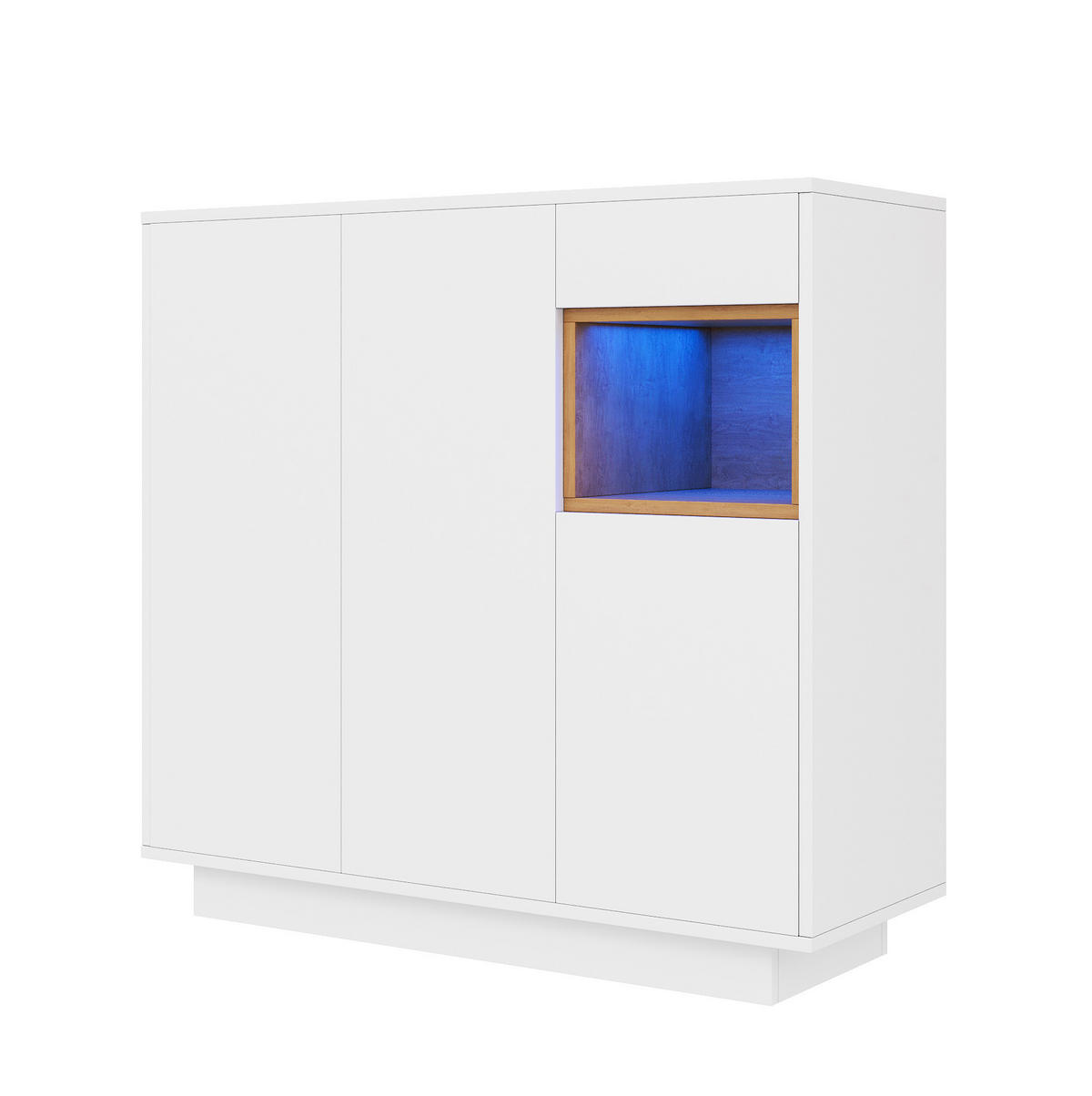 SCHUHSCHRANK 105/39,5/100,5 cm Weiß/Natur aus Spanplatte mit LED - Naturfarben, Holzwerkstoff (105/100/39cm) - OKWISH