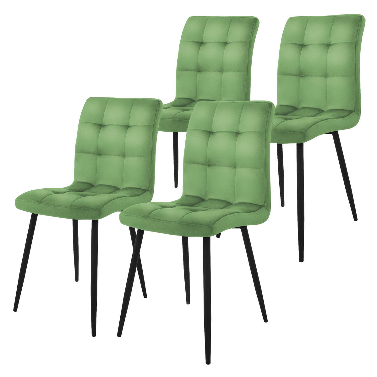 ESSZIMMERSTUHL Samt Salbei 4er Set - Grün, Metall (41/89/49cm) - ML-DESIGN