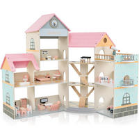 PUPPENHAUS 94cm Rosa - Pink, Holz (32/94/87cm) - COSTWAY