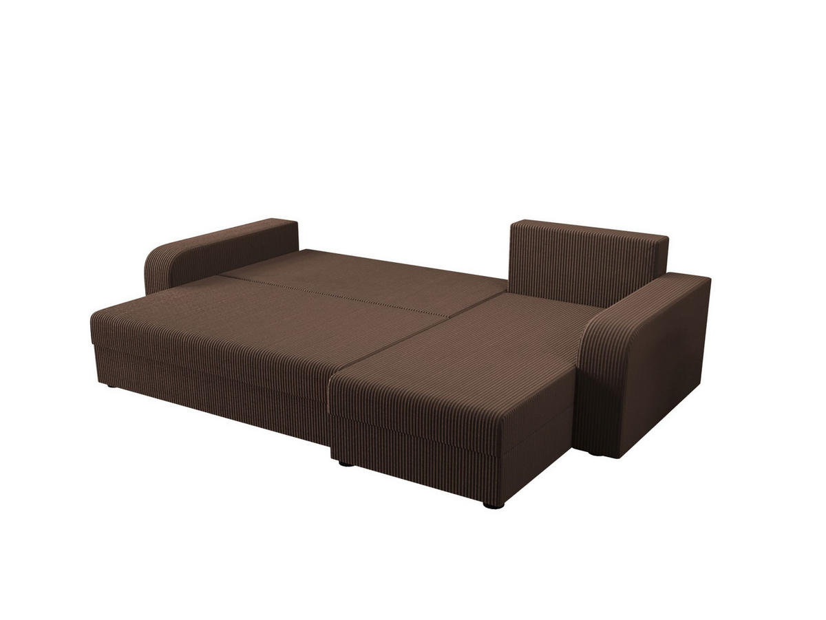 ECKSOFA HEWLET L BIS Zoom 5 Rechts mit Schlaffunktion - Braun, Textil (240/140cm) - Bedante