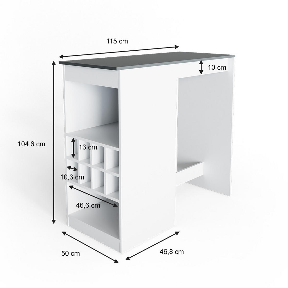 BARTISCH Ross Weiß/Anthrazit 115 x 50 cm - Anthrazit/Weiß, Holzwerkstoff (115/104.6/50cm) - Vicco
