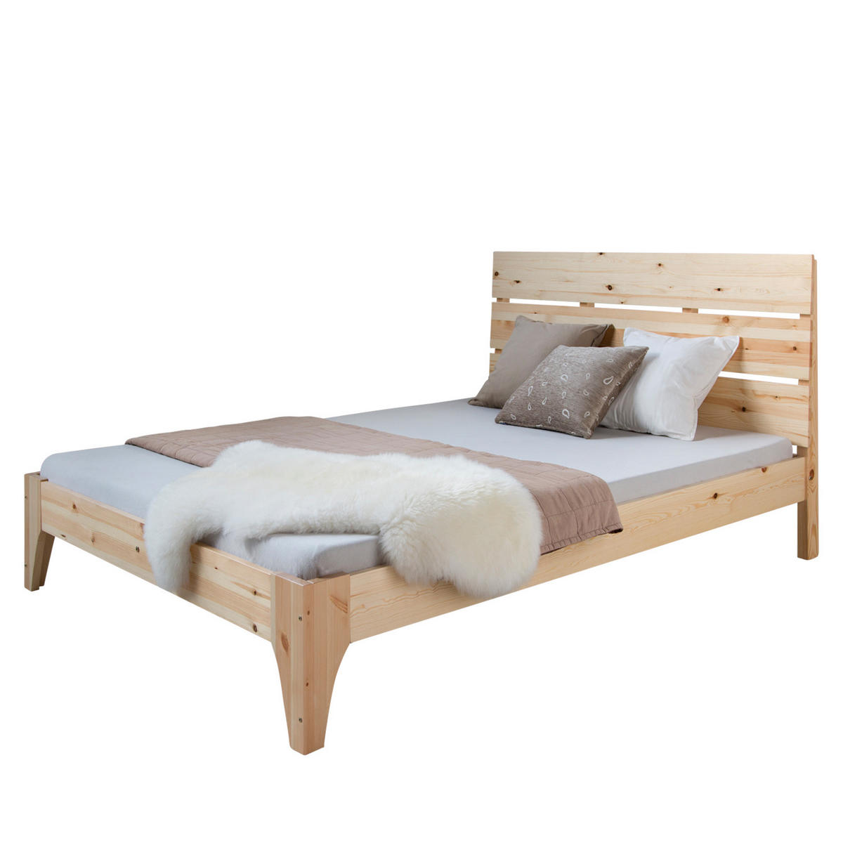 BETT 140/200 cm in Natur - Braun, Holz (140/200cm) - Homestyle4u