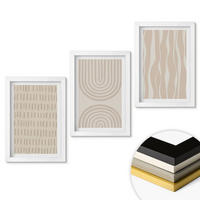 WANDBILDER 3er-Set - 20x30 cm Weißer Rahmen - Abstrakte beige Muster - Weiß, Kunststoff (20/30cm) - ArtPrintCave