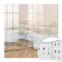 SCHLÜSSELBOX Weiß 30x30 cm – Türöffnung nach rechts - Meereswelle - Beige, Metall (30/30/5cm) - TULUP