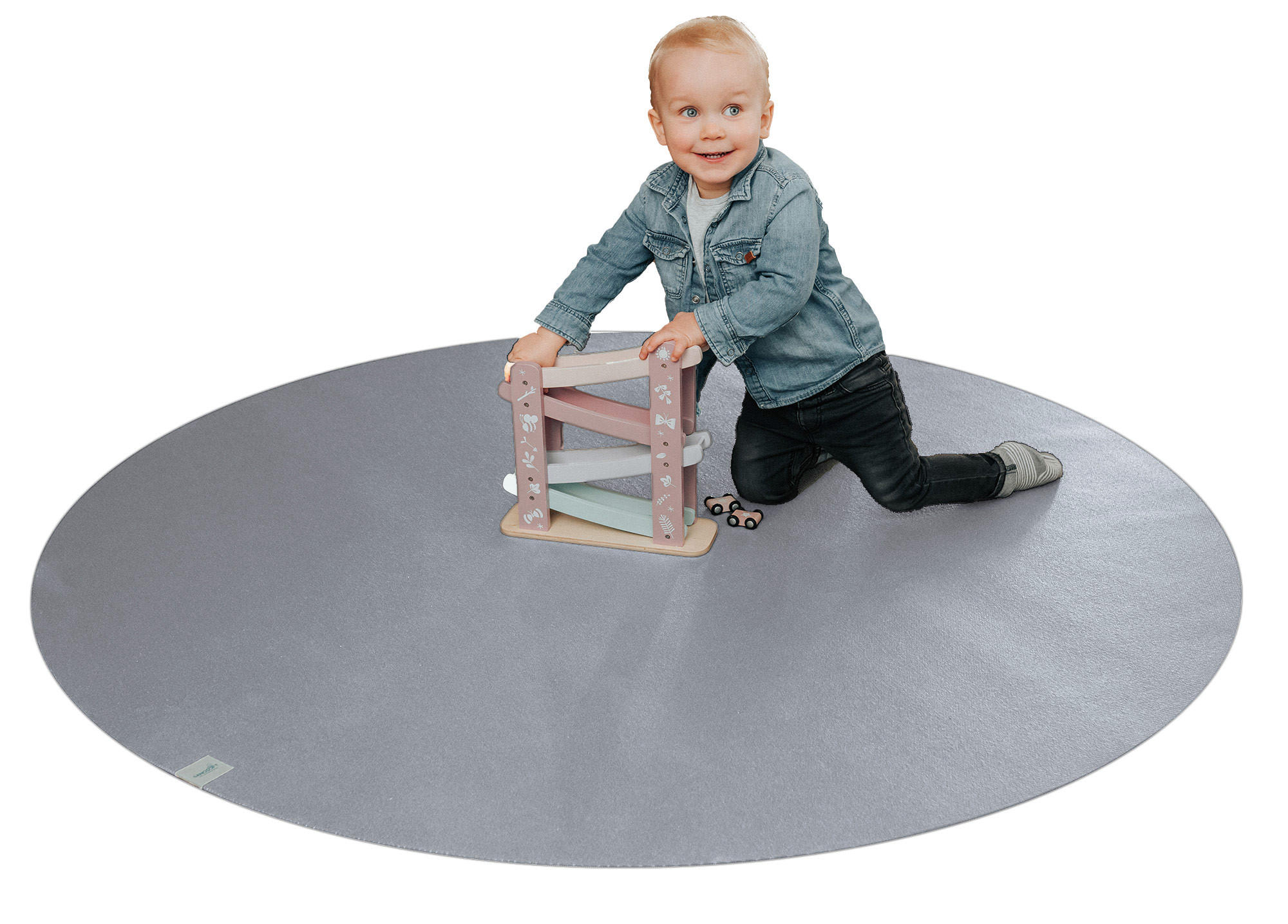 KRABBELMATTE Rund 160cm Hellgrau - Hellgrau, Textil (160/160cm) - Sanosoft