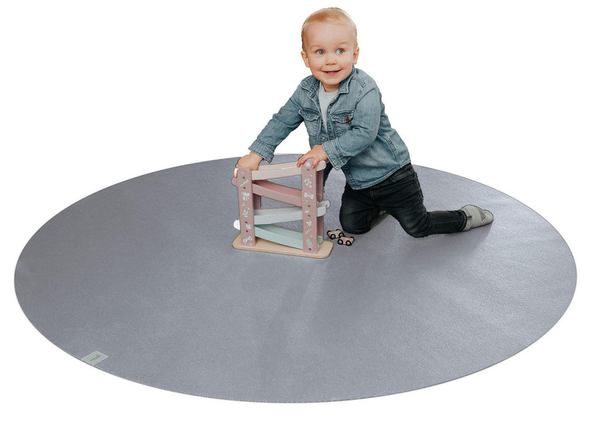 KRABBELMATTE Rund 160cm Hellgrau - Hellgrau, Textil (160/160cm) - Sanosoft