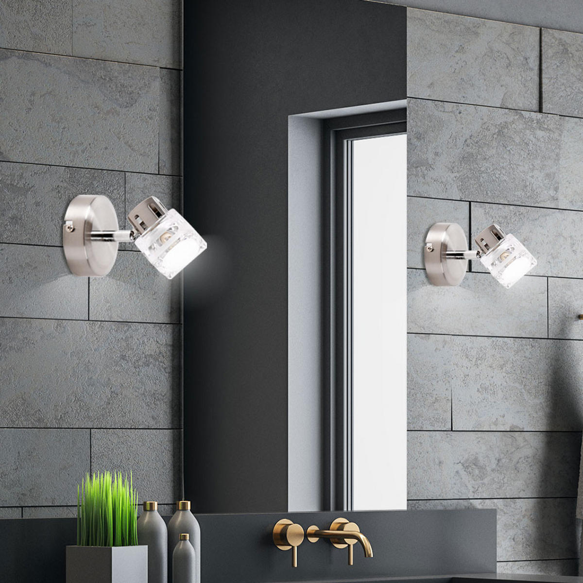 LED WANDLEUCHTE Sulla Silber - Silberfarben, Glas (9/12/9cm)