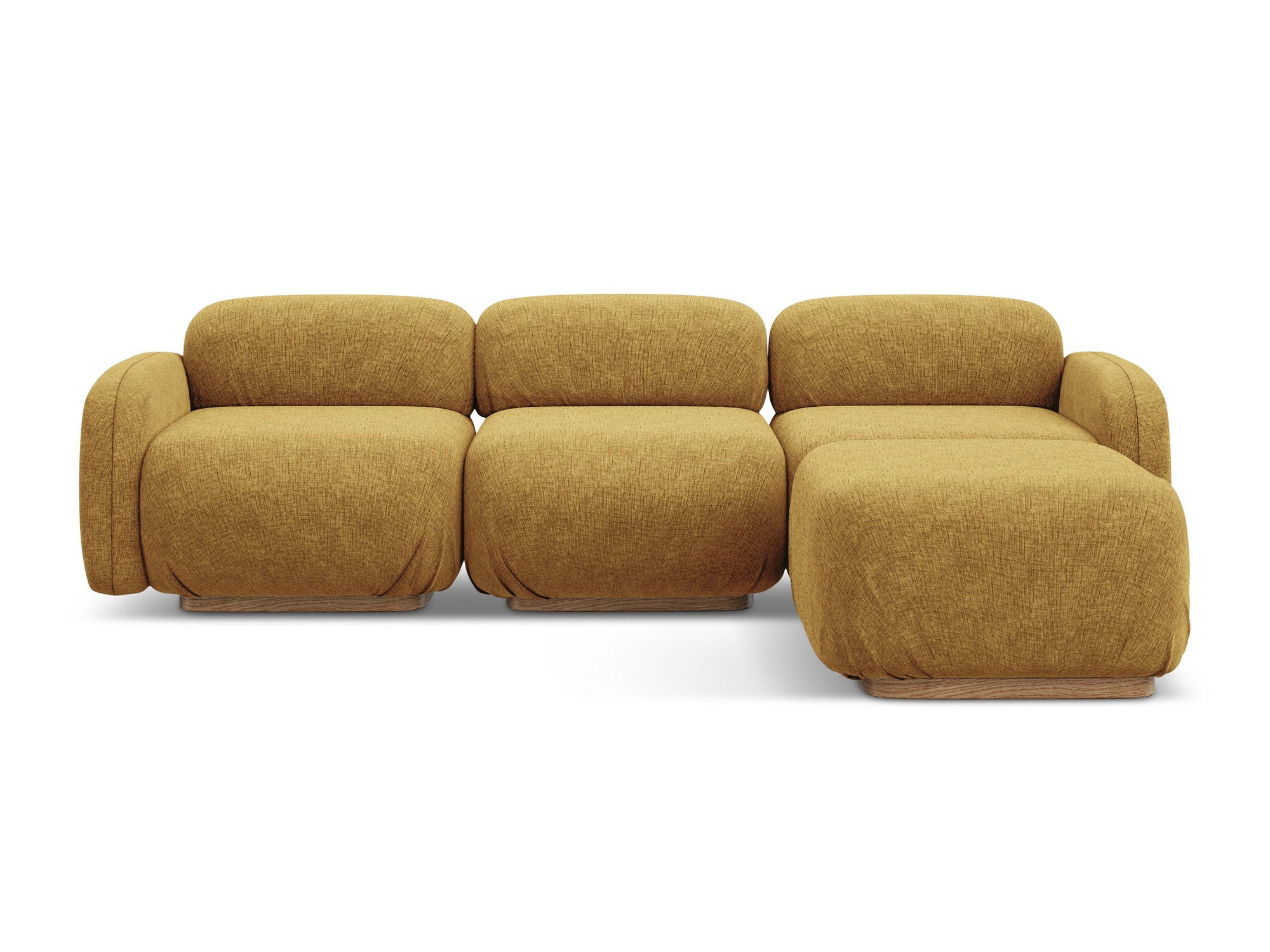ECKSOFA Beidseitig Chenille Stoff Gelb - Currygelb/Gelb, Holz/Textil (270/190cm) - Makamii