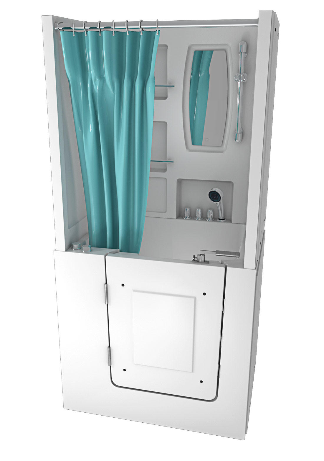 DUSCHE Whirlpool mit Tür S02D-WP-TH-B-L - Weiß, Glas/Kunststoff (100/78/205cm) - AcquaVapore by Sandra Jentho