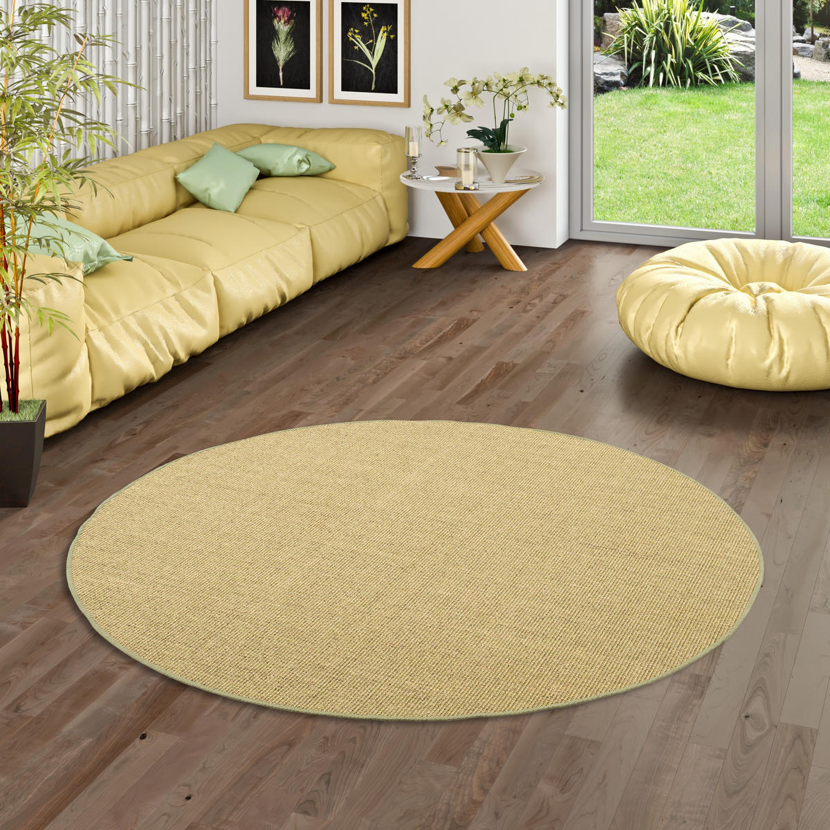 SISAL NATUR TEPPICH RUND - Grün, Textil (160/160cm) - Snapstyle