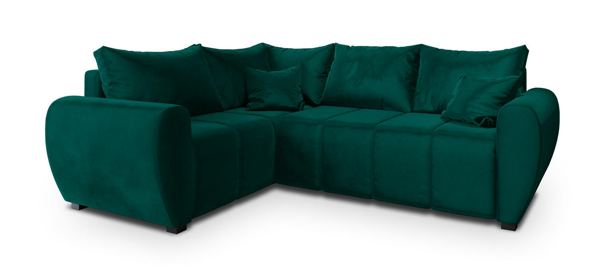 ROHOVÁ SEDAČKA MADISON tmavě zelená - černá/tmavě zelená, dřevo/textil (235/175cm) - MASSENO