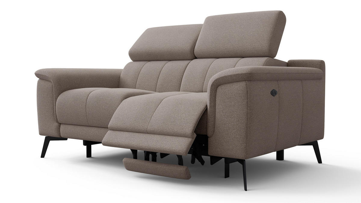 RELAXSOFA FIERO 2-Sitzer mit 2 Relaxfunktionen, taupe - Taupe/Schwarz, Holzwerkstoff/Textil (170/82/103cm) - Courtois Laville