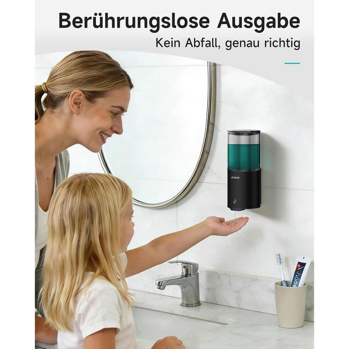 SEIFENSPENDER Wandmontage Edelstahl Schwarz Matt 400ml - Schwarz, Kunststoff (8/19/8.5cm)