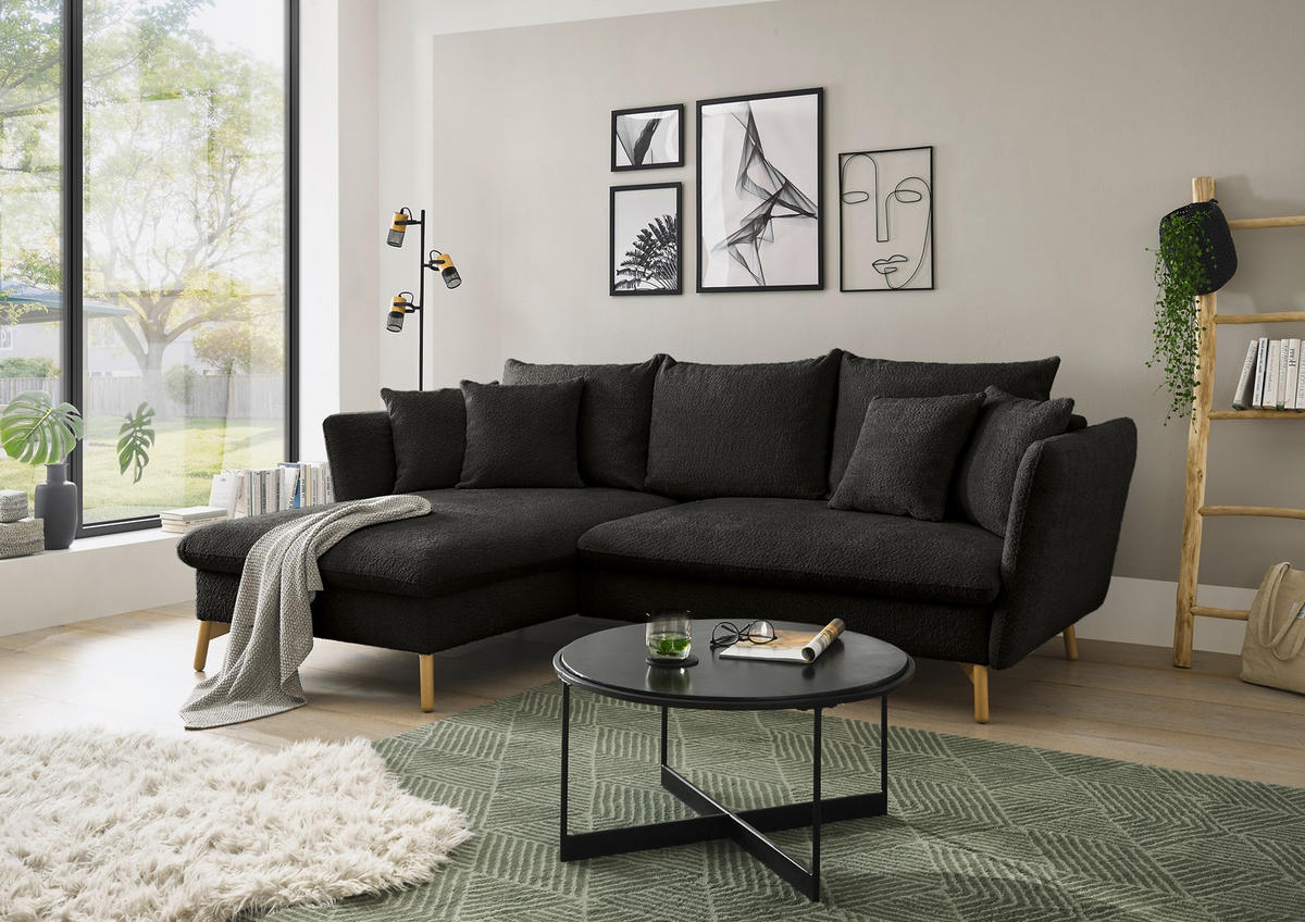 ECKSOFA S11 Ambriamo Anthrazit 258/91/167 cm Recamiere links - Anthrazit, Textil (167/258cm) - Livojo