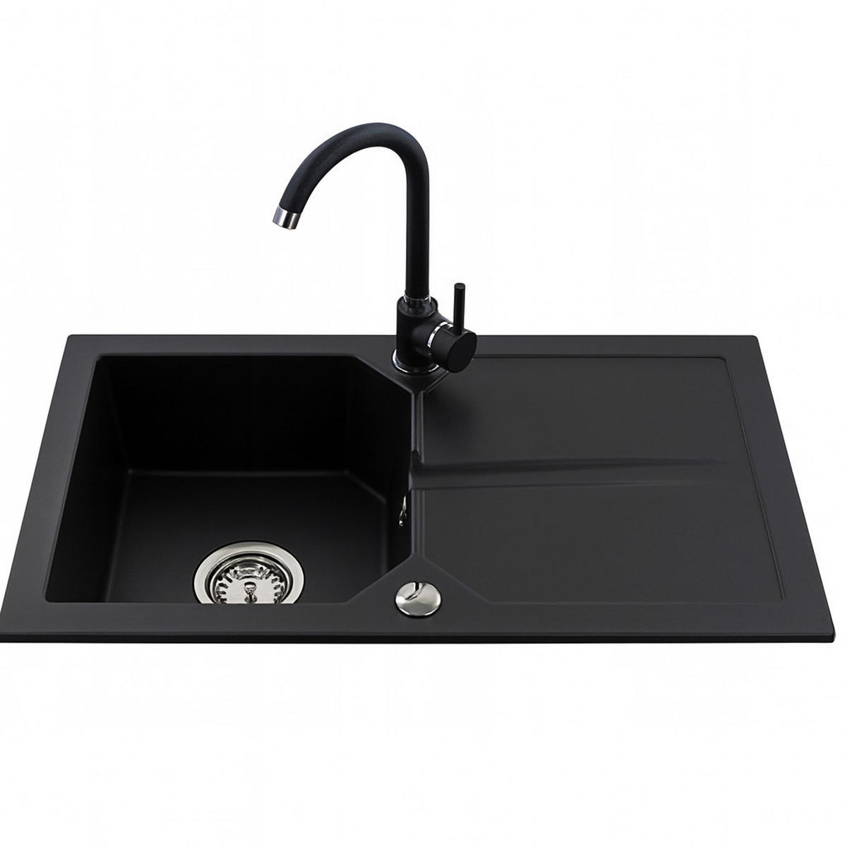 GRANITSPÜLE KDO schwarz 750x435mm - Schwarz, Holzwerkstoff (43/17/43cm) - roe furniture