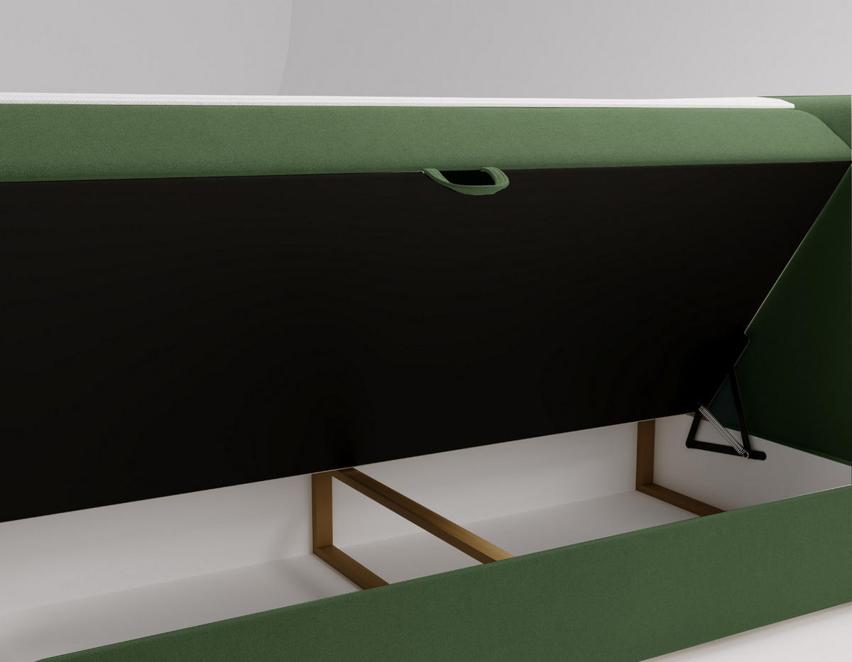 BOXBETT Berg Mit Matratze, Stoff Komodo Grün 180x200 cm - Grün, Holz (180/200cm) - Kaiser Möbel