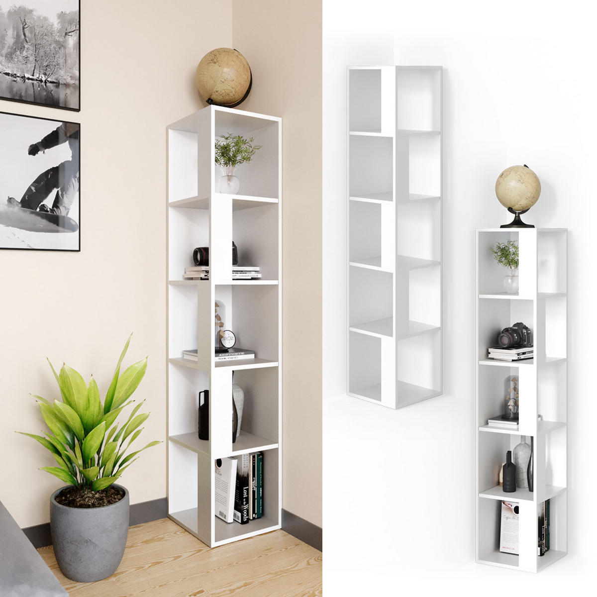ECKREGAL Lio Weiß 33.3 x 162.2 cm - Weiß, Holzwerkstoff (33.3/162.2/33.3cm) - Vicco