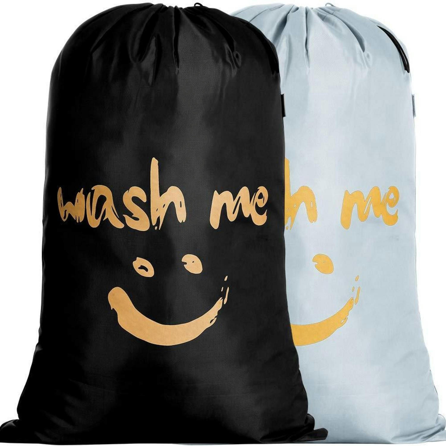WÄSCHESAMMLER 2er Set 120L Schwarz/Silbrig - Multicolor, Textil (66/92/66cm)