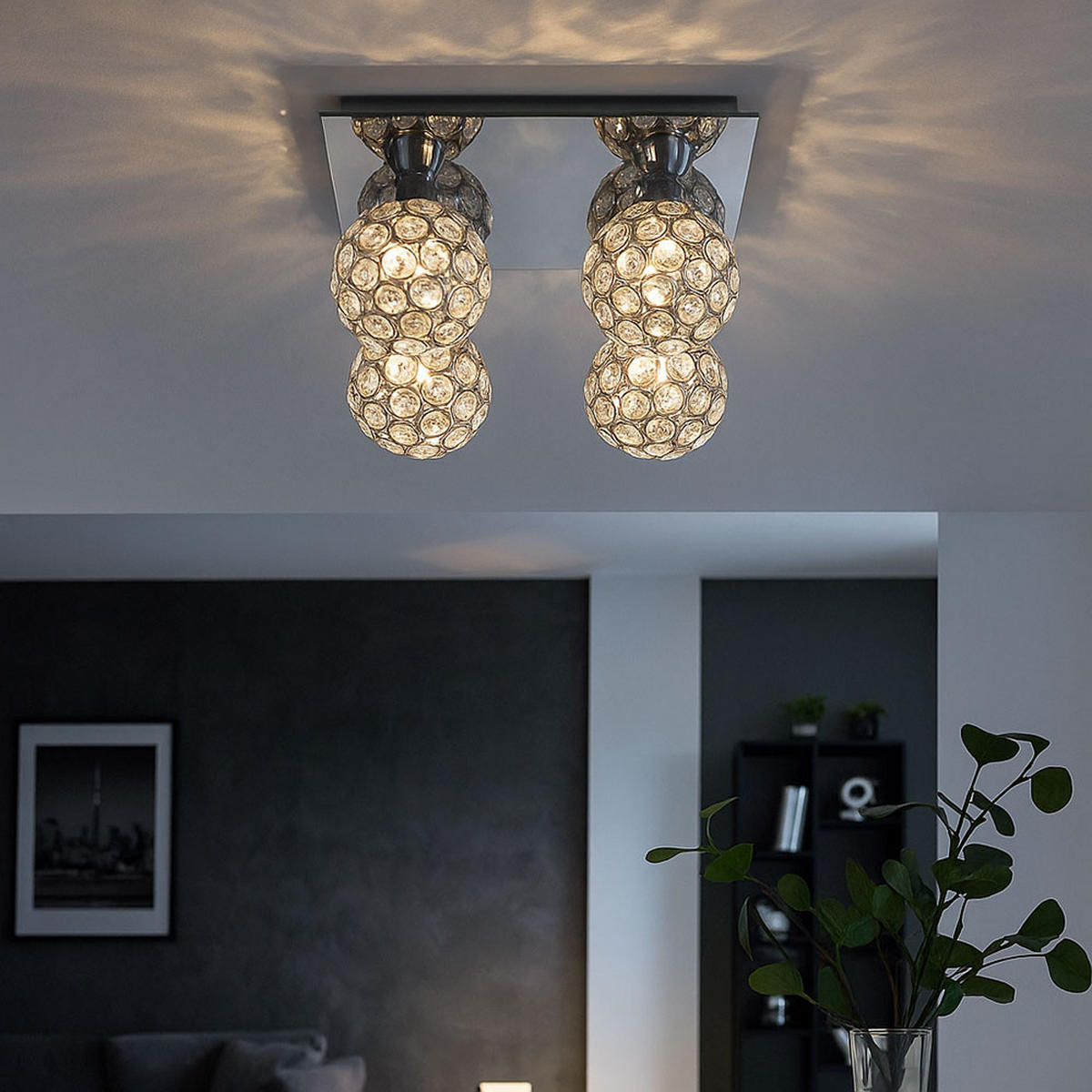 LED DECKENLEUCHTE Metall Silber Kristall - Silberfarben, Glas (23/23/13.2cm)