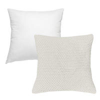 KISSENHÜLLE Strick weiß 45/45 cm mit Reißverschluss inkl. 100% Federkissen - Weiß, Textil (45/45cm) - wometo
