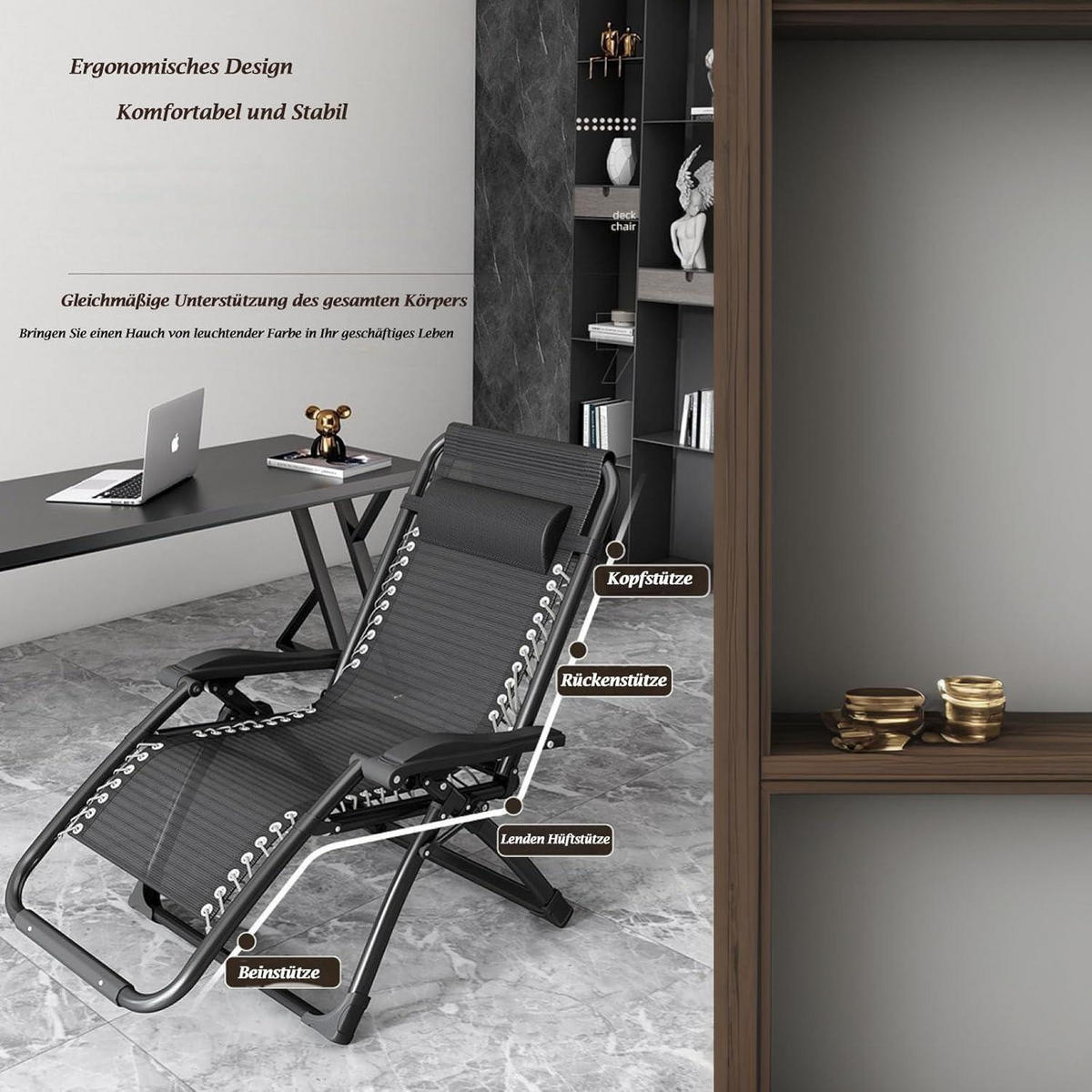 SONNENLIEGE 2er Set Schwarz 72 cm Breit - Schwarz, Metall (72/77/172.5cm)