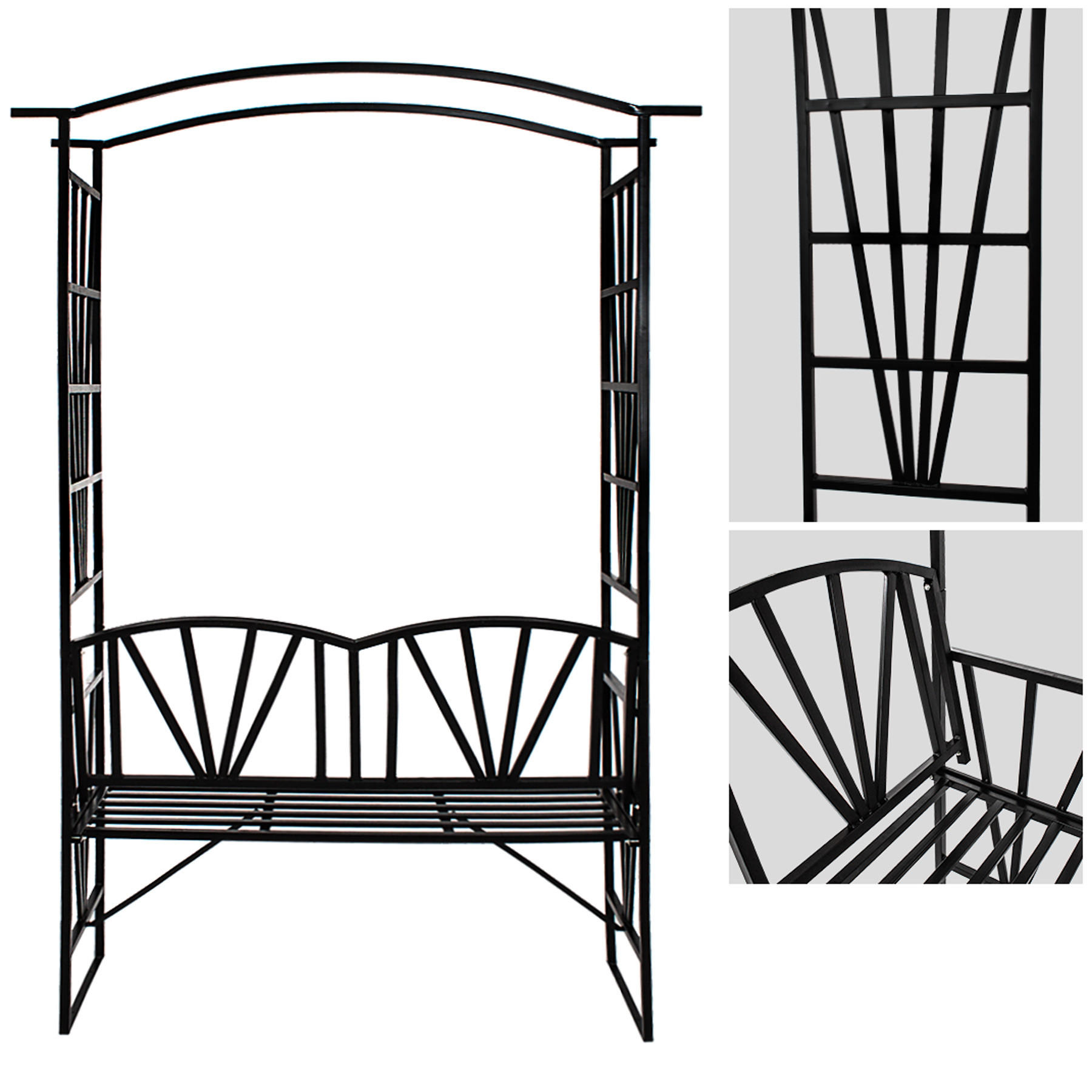 ROSENBOGEN ,114 x 42 x 210 cm,schwarz - Schwarz, Metall (42/210/114cm) - tectake