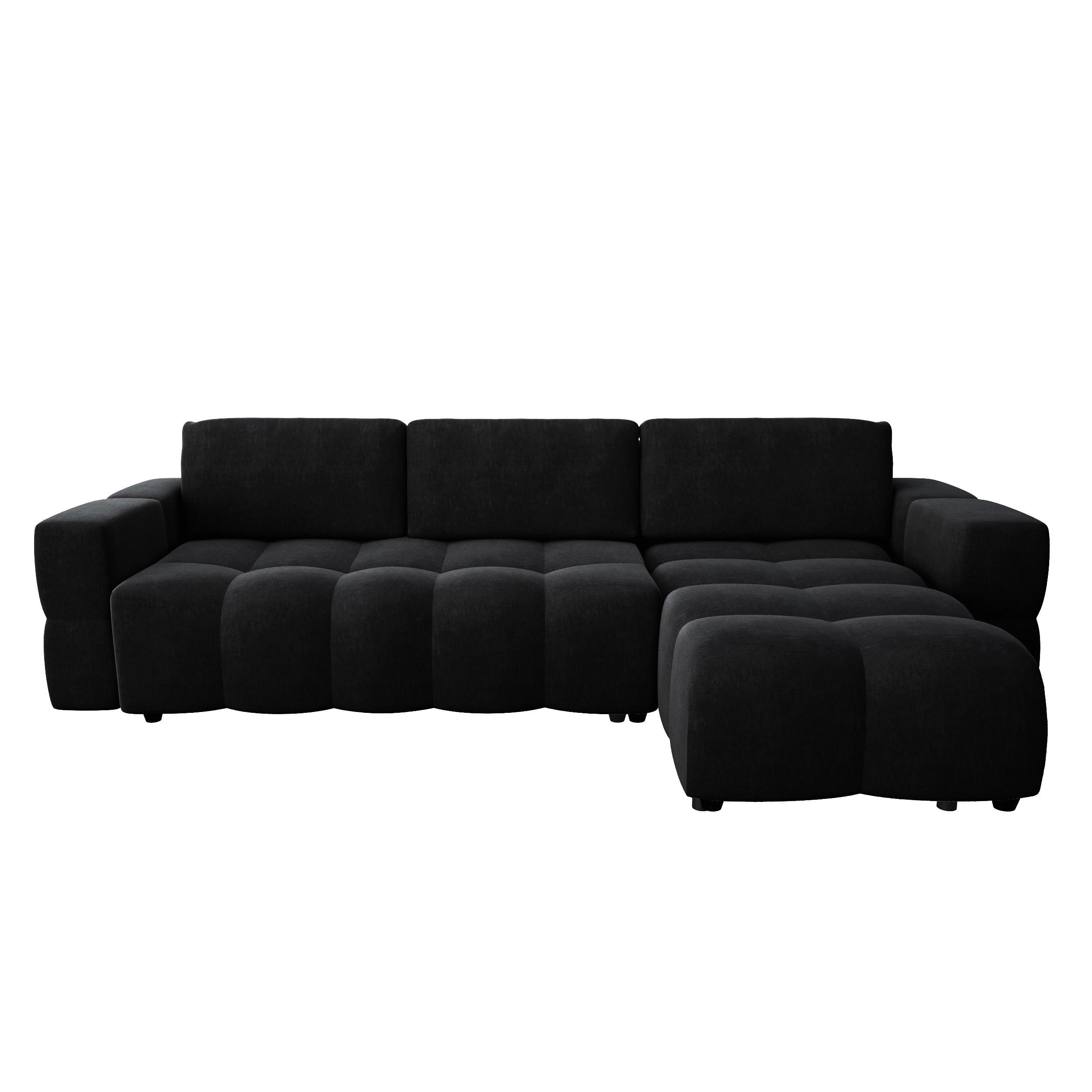 ECKSOFA RECHTS SCHLAFSOFA Mit Stauraum Samt schwarz 286 cm - Anthrazit, Textil (286/169cm) - Sia Home