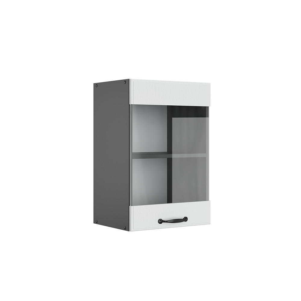 KÜCHENGLASSCHRANK R-Line Weiß Landhaus 40 cm - Anthrazit/Weiß, Holzwerkstoff (40/60/31cm) - Vicco