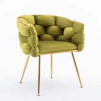 SESSEL Samt Olivgrün mit Metallgestell für Schlafzimmer, Wohnzimmer, Esszimmer - Olivgrün, Textil/Metall (73/75/56cm) - WISHDOR