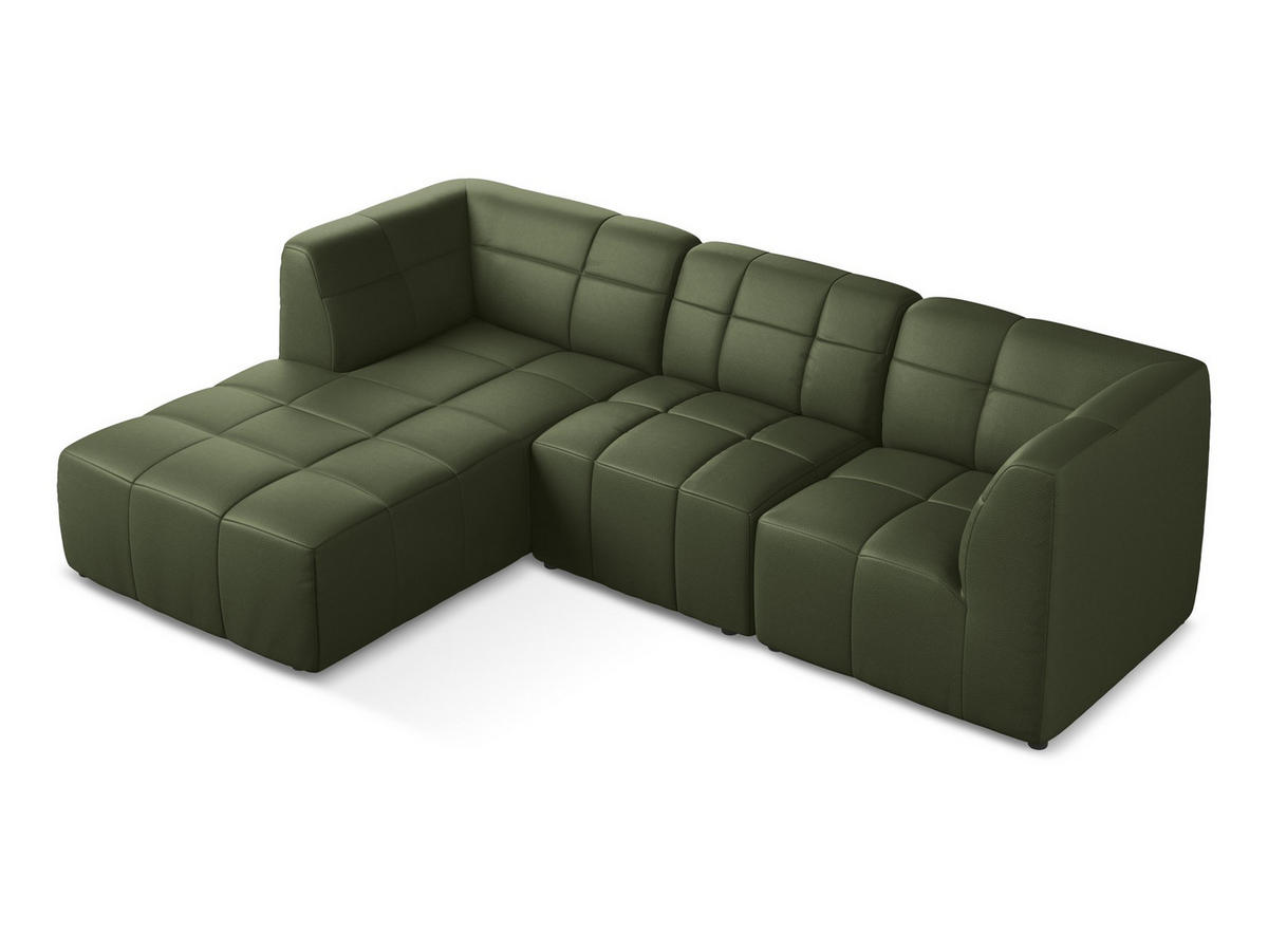 ECKSOFA Links Kunstleder Grün - Schwarz/Grün, Holzwerkstoff/Kunststoff (266/175cm) - Makamii