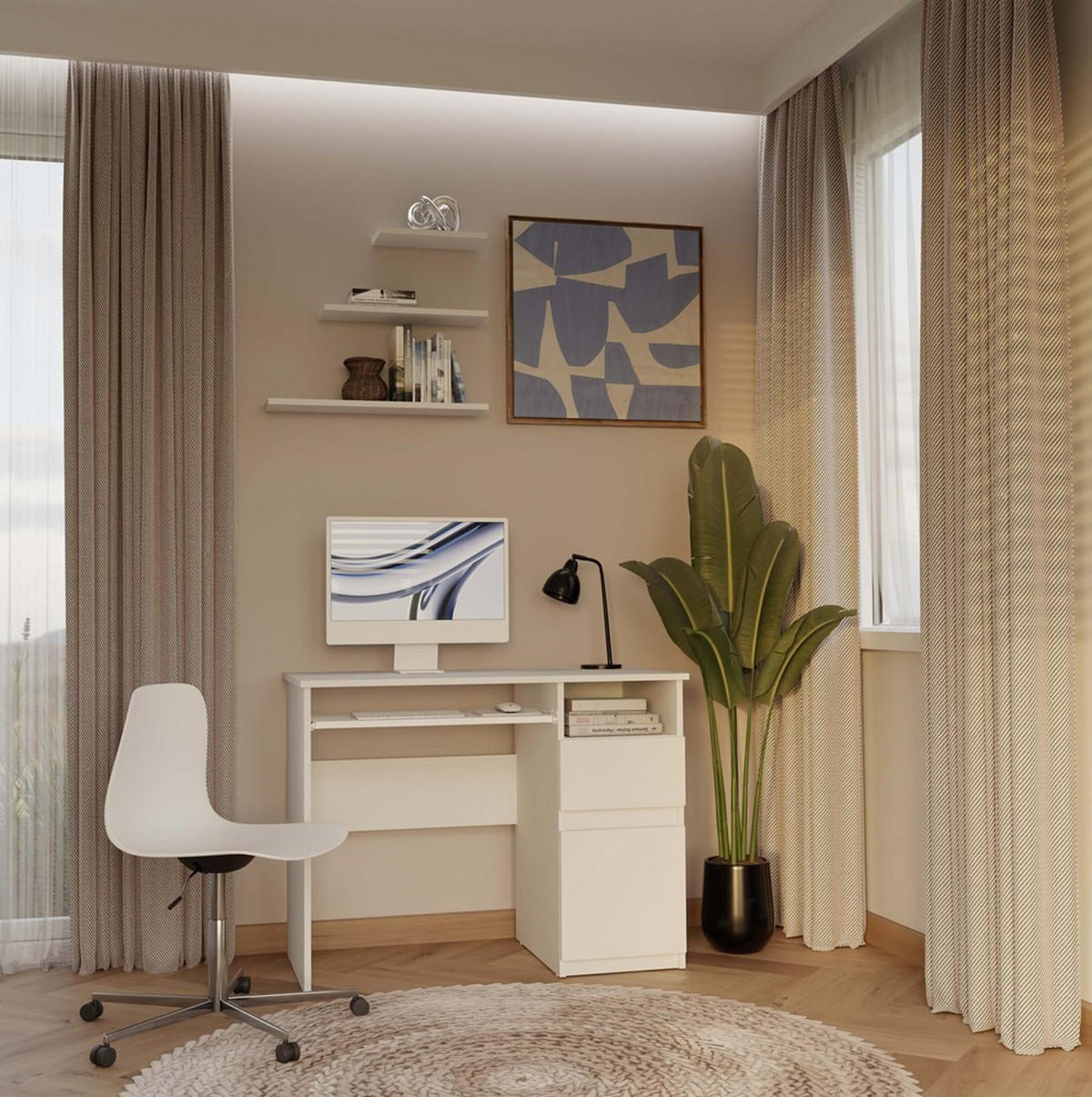 SCHREIBTISCH Weiß 98/75/51 - Weiß, Holzwerkstoff (51/98/75cm) - RAUMHIRSCH FURNITURE