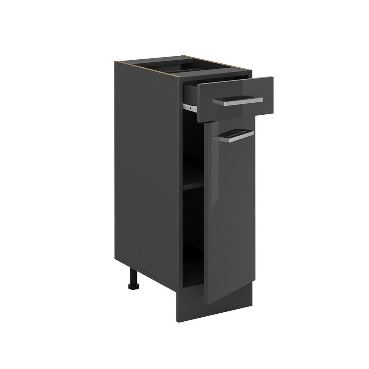 KÜCHENUNTERSCHRANK R-Line Anthrazit Hochglanz 30 cm , AP Eiche - Schwarz Hochglanz/Anthrazit, Holzwerkstoff (30/81.6/60cm) - Vicco