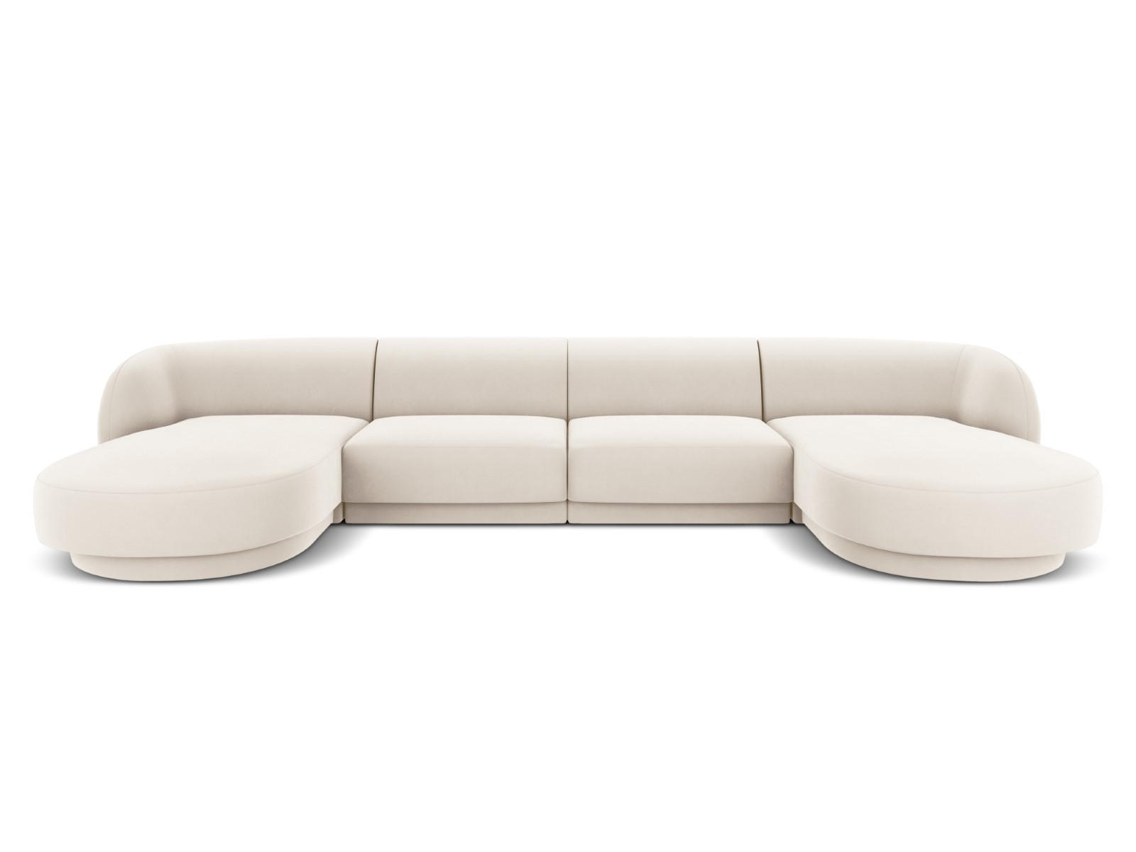 PANORAMASOFA Miley aus Samt leichtes beige 5 Sitzplätze - Beige, Textil (156/70/330cm) - Micadoni