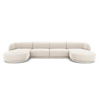 PANORAMASOFA Miley aus Samt leichtes beige 5 Sitzplätze - Beige, Textil (156/70/330cm) - Micadoni