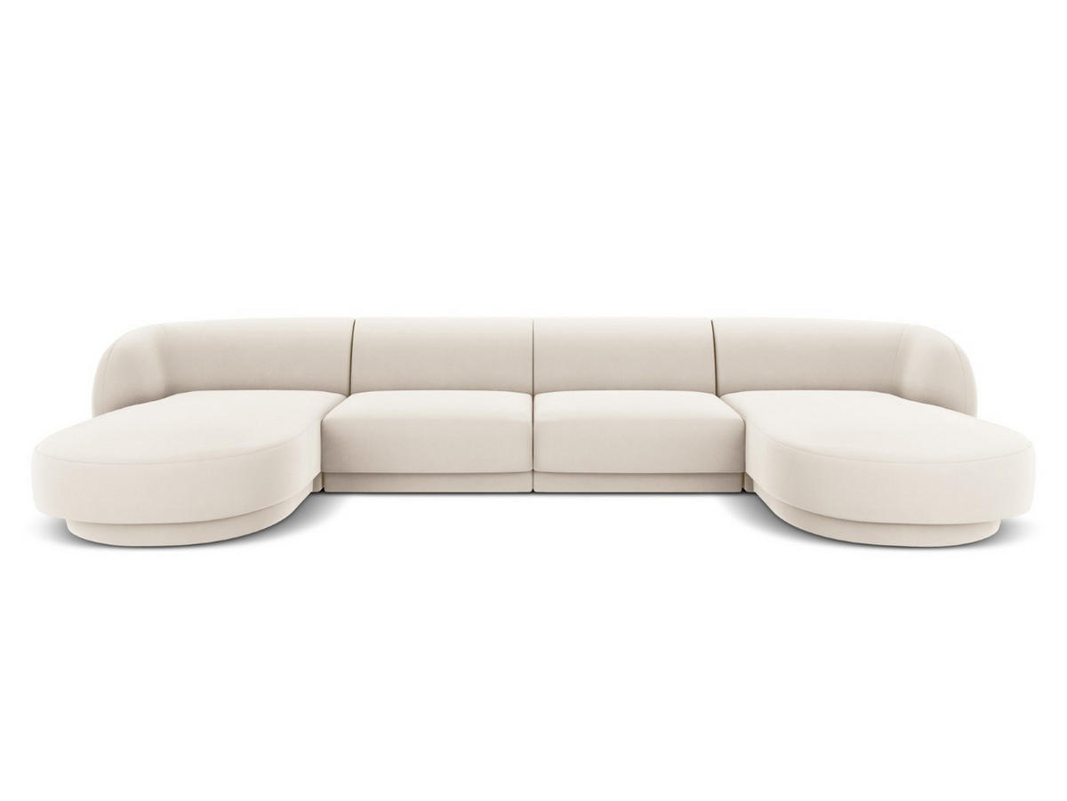 PANORAMASOFA Miley aus Samt leichtes beige 5 Sitzplätze - Beige, Textil (156/70/330cm) - Micadoni