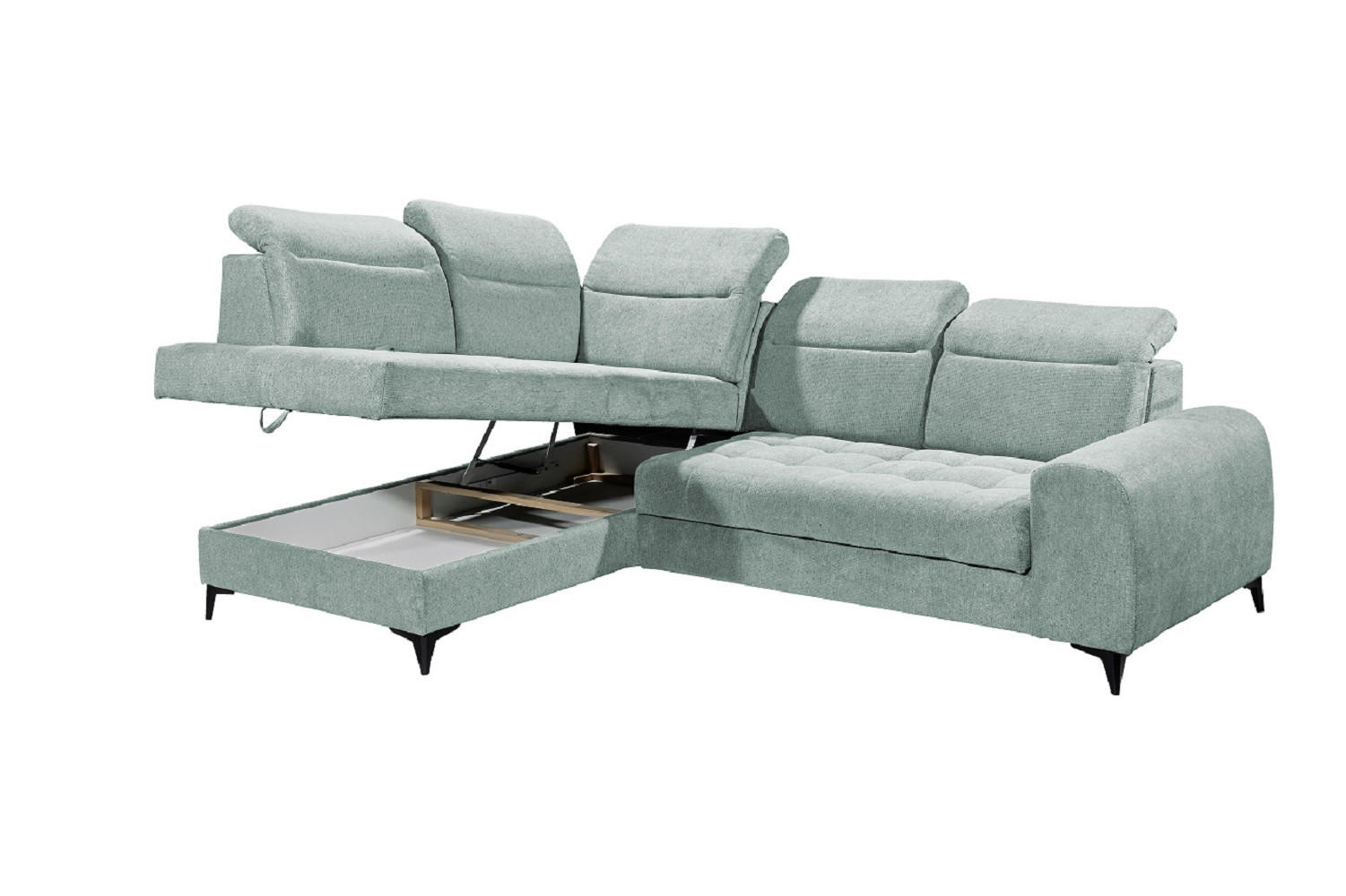ECKSOFA mit elektrischer Sitztiefenverstellung - Hellblau, Kunststoff/Textil (282/200cm) - ed exciting design
